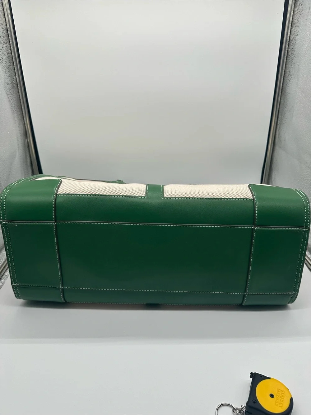 Tory Burch Green Trim Canvas Tote Bag